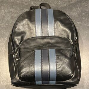 Coach Men's Backpack in Black with Blue Stripes